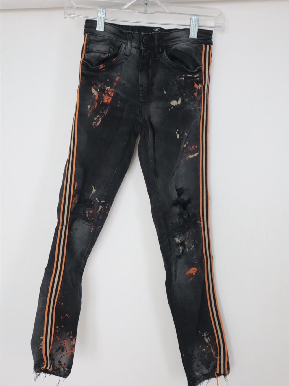 Jordan Craig kids Black Skinny Jeans with Orange Side Stripes